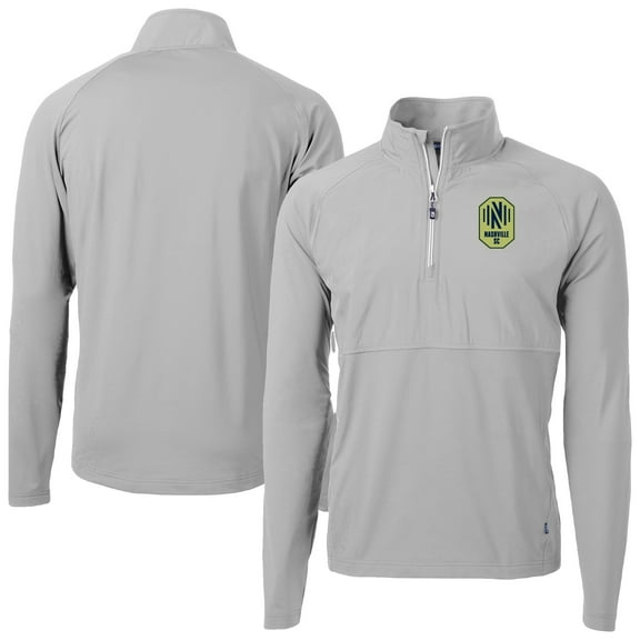 Men's-Cutter & Buck Gray Nashville SC Adapt Eco Knit Hybrid Recycled Quarter-Zip Pullover Top