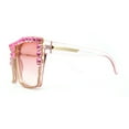 thumbnail image 2 of Womens Oversize Rhinestone Flat Top Showy Diva Sunglasses Pink, 2 of 4