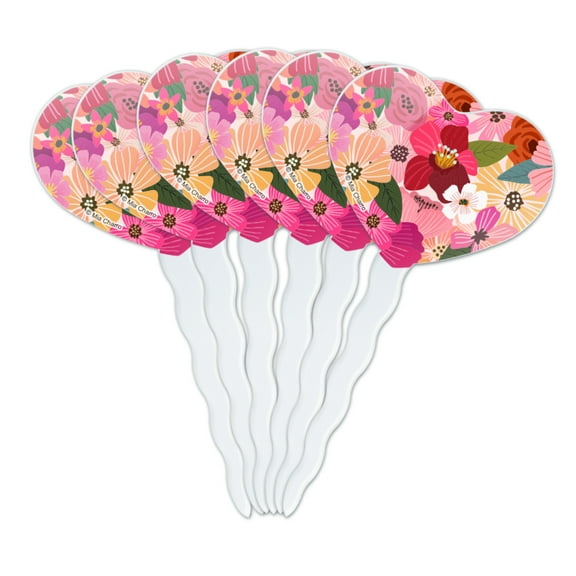 Love Flower Hearts Heart Love Cupcake Picks Toppers Decoration Set of 6