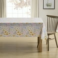 thumbnail image 5 of Serafina Home Spring Easter Vinyl Flannel Backed Tablecloth for Dining Room Kitchen Table Decor: Happy Bunny Rabbit Bunnies Pink Blue Green Yellow Grey White-Easter Rabbit 52" x 52", 5 of 7