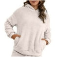 thumbnail image 2 of AXXD Womens Tops Trendy Basic Summer 2024 Casual Plush Solid Color Hooded Top, 2 of 6