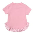 thumbnail image 4 of LNMQLPDBS Girls' Clothing Sets Cloth Splice Satin Ruffle Hem Solid Color Crewneck Short Sleeve Tshirt + Shorts 3pcs Outfits Clothes Toddler Girl Summer Sets for School Daily Home Pink 5-6 Years, 4 of 7