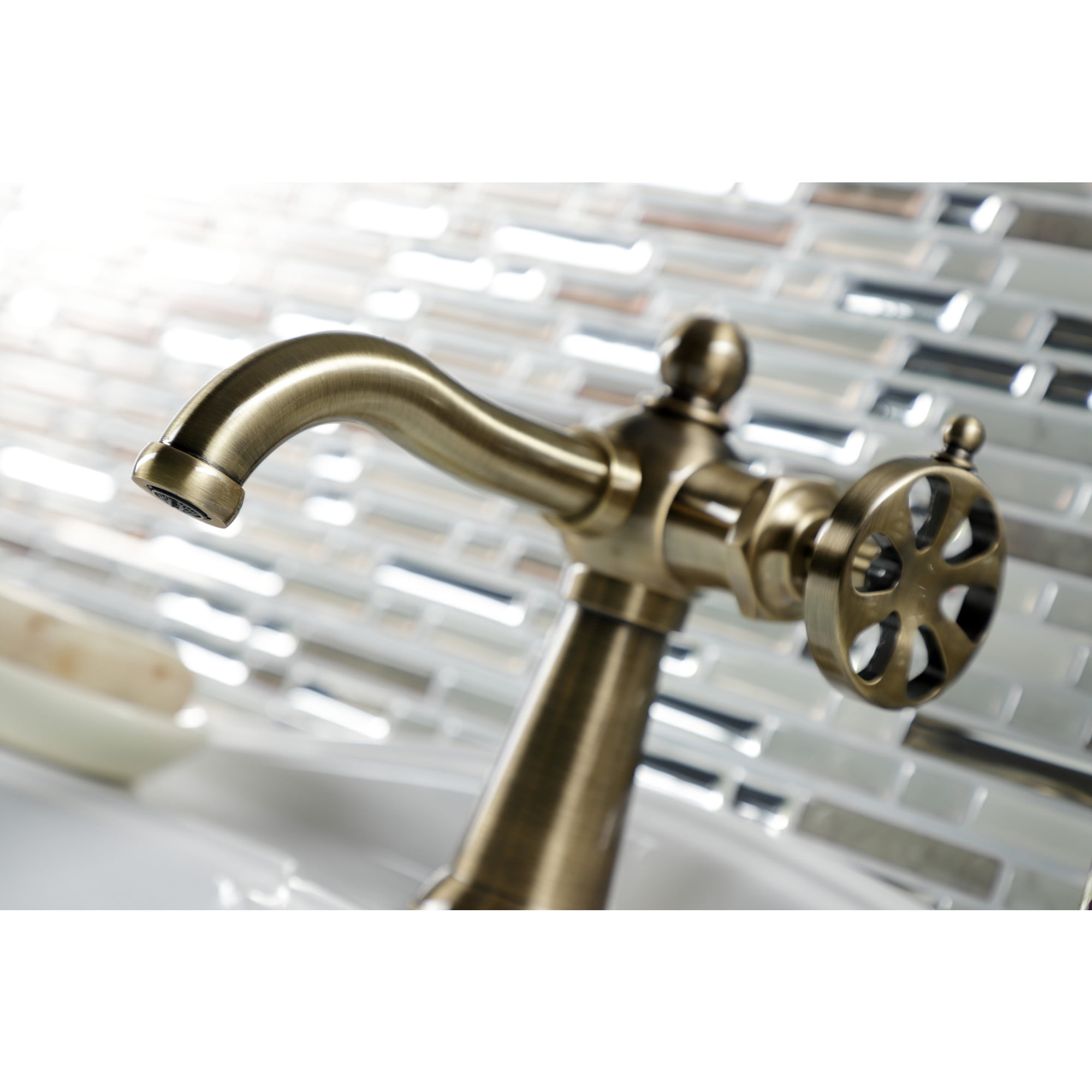 Kingston Brass KS3543RX Belknap One-Handle Single-Hole Bathroom Faucet with Push Pop-Up Drain, Antique Brass