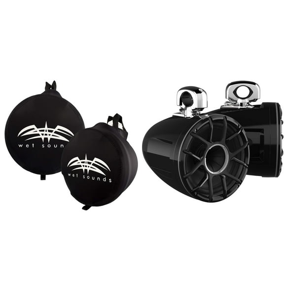 Wet Sounds REV-10-HD-XZ-B-SC REV 10" Black HD Tower Speakers with XS Grille and TC3 Swivel Clamps with SUITZ-REV-10-HD Neoprene Protective Covers