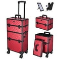 thumbnail image 1 of Byootique 2in1 Aluminium Roulement Maquillage Cas sur Roues Cosmétiques Stockage Artiste Chariot Organisateur de Clous Riche Rouge, 1 of 13