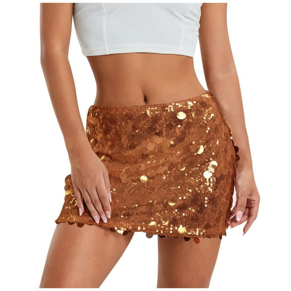 WAYUTE Skirts for Women Party Sequin Pencil Mid Skirt Elastic Waist y2k Wrap Mini Skirt Clubwear Evening Theme Events Fashion Streetwear Holiday Skirt