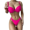 thumbnail image 4 of Abcnature Women's Bikini Swimsuits Sets, Thong Bikini Sets Solid Sexy Steel Bracket Solid Bikini Push-Up Padded Beachwear Set Swimwear Bikini Sets for Women Hot Pink L, 4 of 6