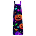 thumbnail image 5 of EANJE Halloween Overalls for Women, Sleeveless Spaghetti Strap Jumpsuit with Pockets, Print Wide Leg Baggy Romper, Adjustable Straps Fall Holiday Party Outfit Multicolor S, 5 of 6