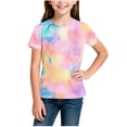 thumbnail image 4 of Amidoa Girls Short Sleeve Pullover Summer Shirts Graphic T Shirts Casual Tops Crewneck Basic Girls Tees,Multicolor,3-4 Years, 4 of 5