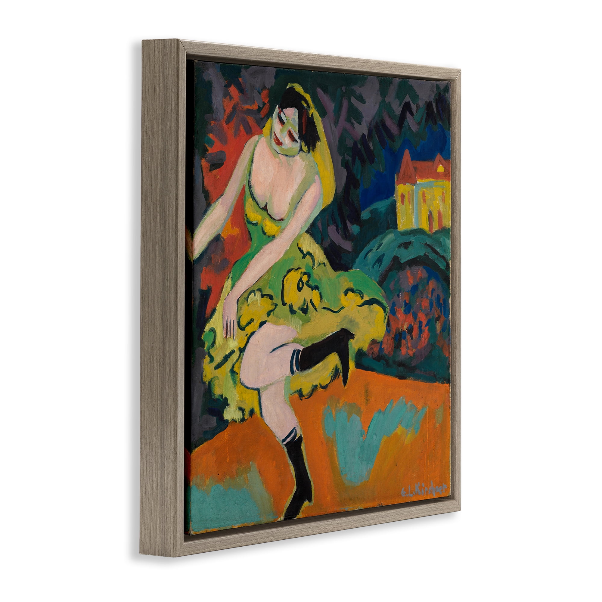 Stupell Industries Kirchner Painting of Woman People Painting Brown Floater Framed Canvas Art Print Wall Art, 18 x 18