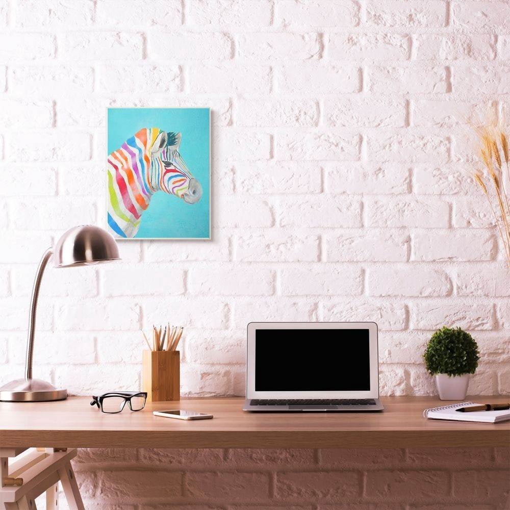 The Stupell Home Decor Collection Rainbow Zebra Portrait Canvas Wall Art