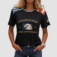 thumbnail image 2 of idosla American 250th Anniversary Rhinestone 3D Printed Design Women's T-Shirt Eagle 1776-2026 America Flag Crew Neck Tee (Dark Gray, L), 2 of 6