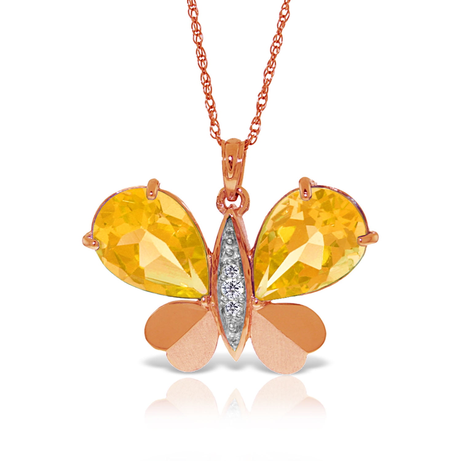 Galaxy Gold 14K Solid Gold 7.1 Carat Natural Diamond Butterfly Necklace for Women - Rose Gold Fine Jewelry