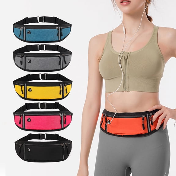 Modstep Running Belt for Men Women Earphone Hole Zipper Phone Pocket Detachable Belt Fanny Bags Waist Packs for Hiking Climbing Green
