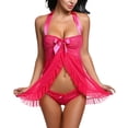 thumbnail image 5 of Camisón sexy de malla multicolor Ormromra con cuello en V talla grande, 5 of 5