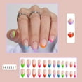 thumbnail image 1 of Uñas postizas, uñas postizas, regalos para mujeres, manicura francesa de colores mixtos, uñas para usar, uñas francesas en piezas, uñas removibles en piezas, parche para uñas en piezas., 1 of 4