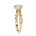thumbnail image 3 of Solitaire Engagement Ring for Women Center 8mm Cushion and Round Cut Lab Created Moissanite Beaded Promise Rings In 14K Solid Yellow Gold Jewelry Gift for Her, Size 9, 3 of 6