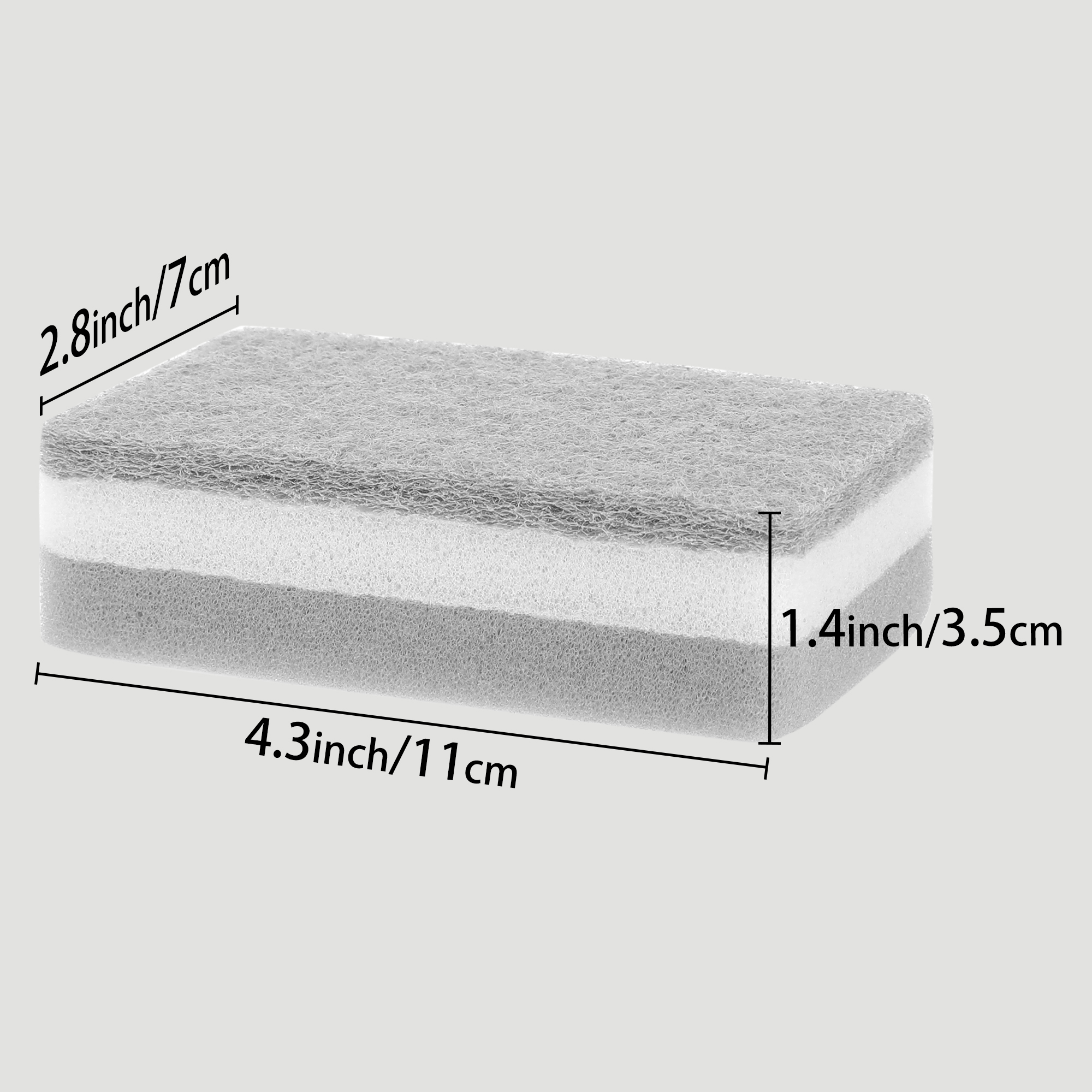 Unique Bargains 5 Pcs Non-Scratch Scrub Dish Sponges Dual Sided Cleaning Sponge Grey