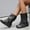 Black, variant on Viluyesy Womens Mid Calf Boots, Fashion Buckle Square Toe Hidden Heel Flodover Slouch Boots Green