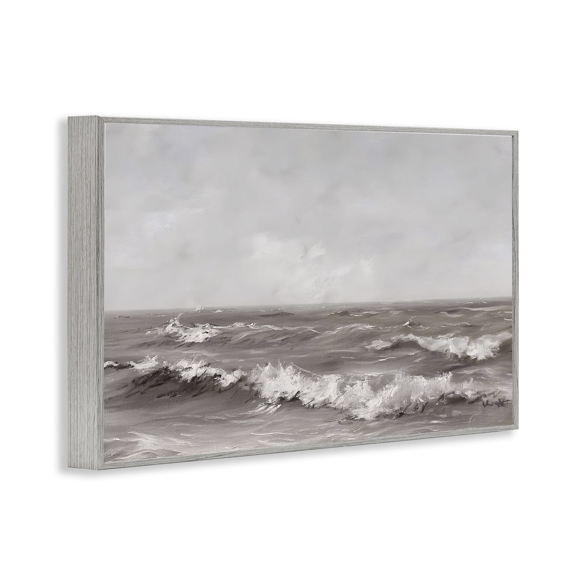 Stupell Industries Monochrome Sea Ripples Gray Framed Giclee Art, design by Jacky Ngan