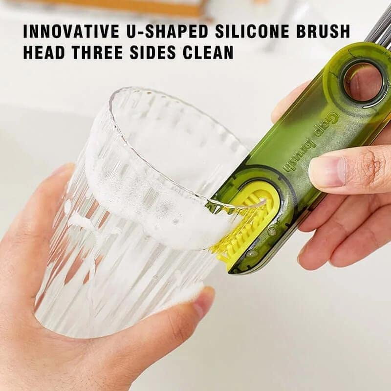 3-in-1 Multifunctional Cup Lid Brush Crevice Cleaning Brush Feeding Bottle  Brush Cup Mouth Groove Washing Tool - Red Wholesale