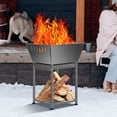 thumbnail image 5 of Stainless Steel Square Wood Fire Pit with Grill, 2‑in‑1 Outdoor Firepit with Ash Pan & Wood Storage, Portable for Backyard, Patio, Camping, 5 of 6
