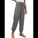 thumbnail image 1 of Pantalones de Trabajo Bohemios de Verano para Mujer, Informales, Plisados, Elásticos, de Cintura Alta, Anchos y con Bolsillos. Gris M, 1 of 9