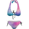 thumbnail image 5 of SKQIT Women's 2 Piece Gradient Color Swimwear High Cut Triangle Bikini Swimsuit Bathing Suit, 5 of 7