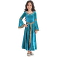 thumbnail image 1 of inlzdz Robe Médiévale Princesse Reine pour Filles Enfants Robe en Velours Rétro Renaissance Bleu Clair 8, 1 of 6