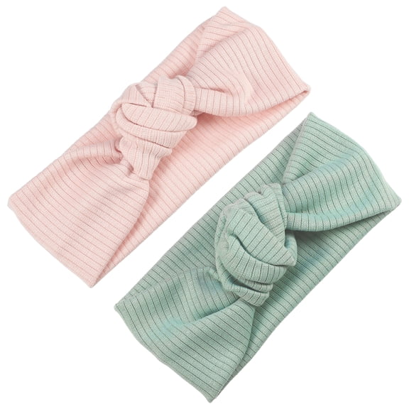 Unique Bargains Fashion Stripe Headbands for Girls 6.69"x2.95" 2 Pcs Pink, Green