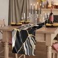 thumbnail image 2 of Black Marble Table Runner 120 Inches Long,Grey Gold Texture Vintage Farmhouse Art Cotton Linen Table Runners Dresser Scarves,Fabric Tabletop Scarf Furniture Cover for Home Dinner Party 13"x120", 2 of 9
