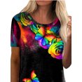thumbnail image 4 of FASHIONWT Women Cotton Summer Round Neck Graphic Short Sleeve Casual T-shirt, 4 of 4