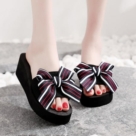 

〖Yilirongyumm〗 Black 39 Slippers For Women Bow Slipper Slipper Shoes Sandals Indoor Flip-Flops Outdoor Casual Beach Women Slipper