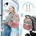 thumbnail image 6 of Morfone Baby Diaper Bag Backpack, Multifunction Waterproof Baby Bag with USB Charging Port, Stroller Straps & Pacifier Case Unisex, Pink, 6 of 10