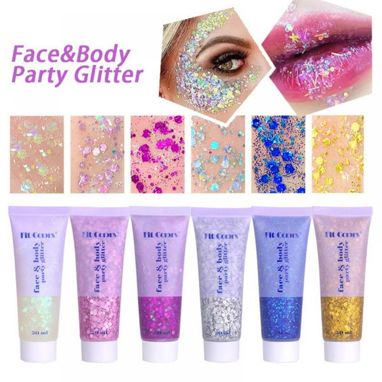 fitup:9761 50ml Body Glitter Gel for Body Face Hair Easy to Apply Body Shimmer Non-Toxic Body Makeup, Size: 50 ml