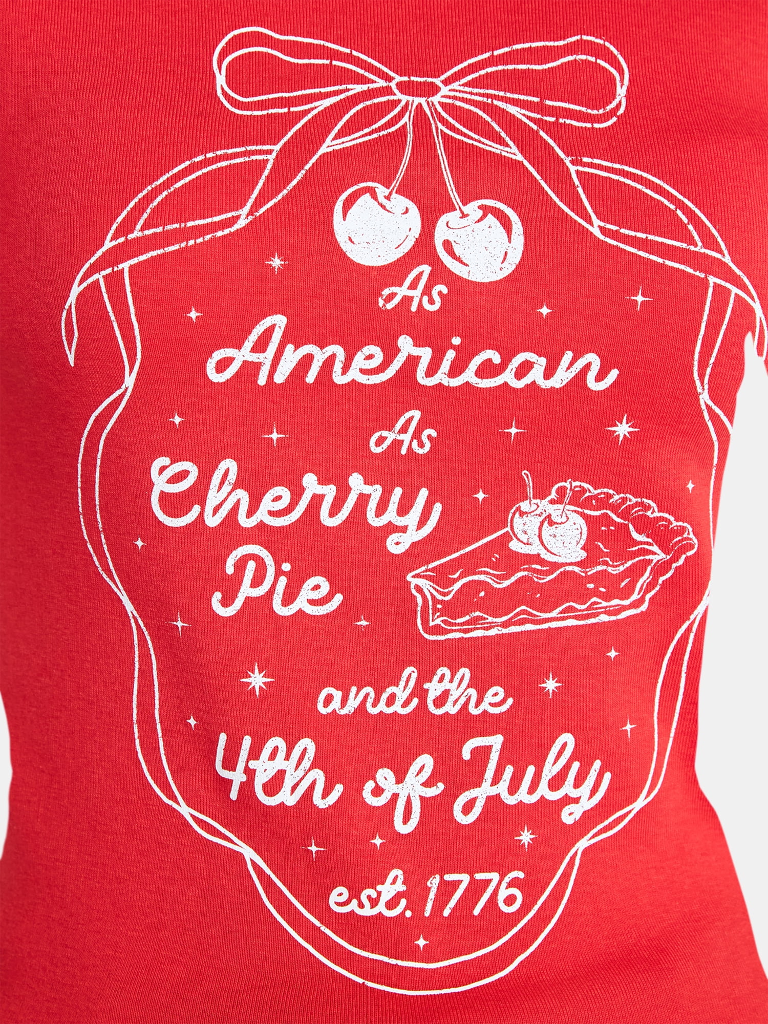 Social Edition Women's American Cherry Pie Graphic Tee with Short Sleeves, Sizes XXS-XXL