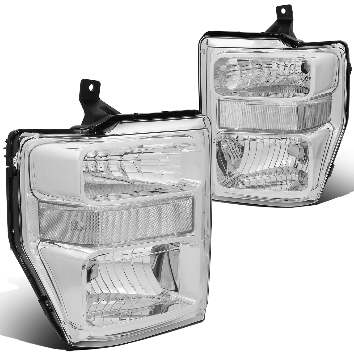 DNA Motoring HL-OH-FSUPER08-CH-CL1 For 2008 to 2010 Ford F250 F350 F450  F550 Super Duty OE Style Headlight Assembly Chrome Housing Clear Side  Gen 09 Left Right