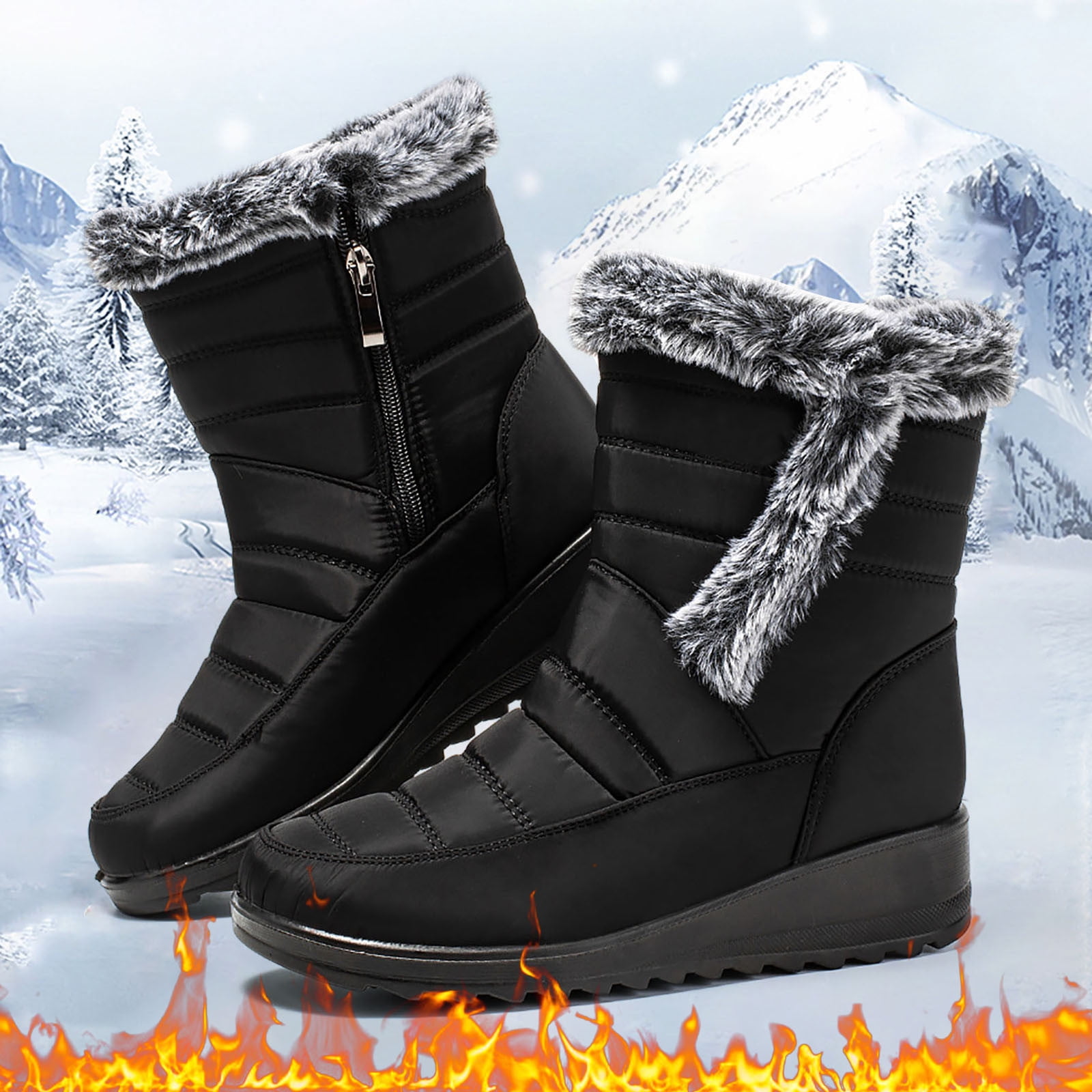 Bottes Homme Hiver Imperméables Shenji H1038 - Bottes De Neige Mi-mollet Doublure Chaude, Antidérapantes