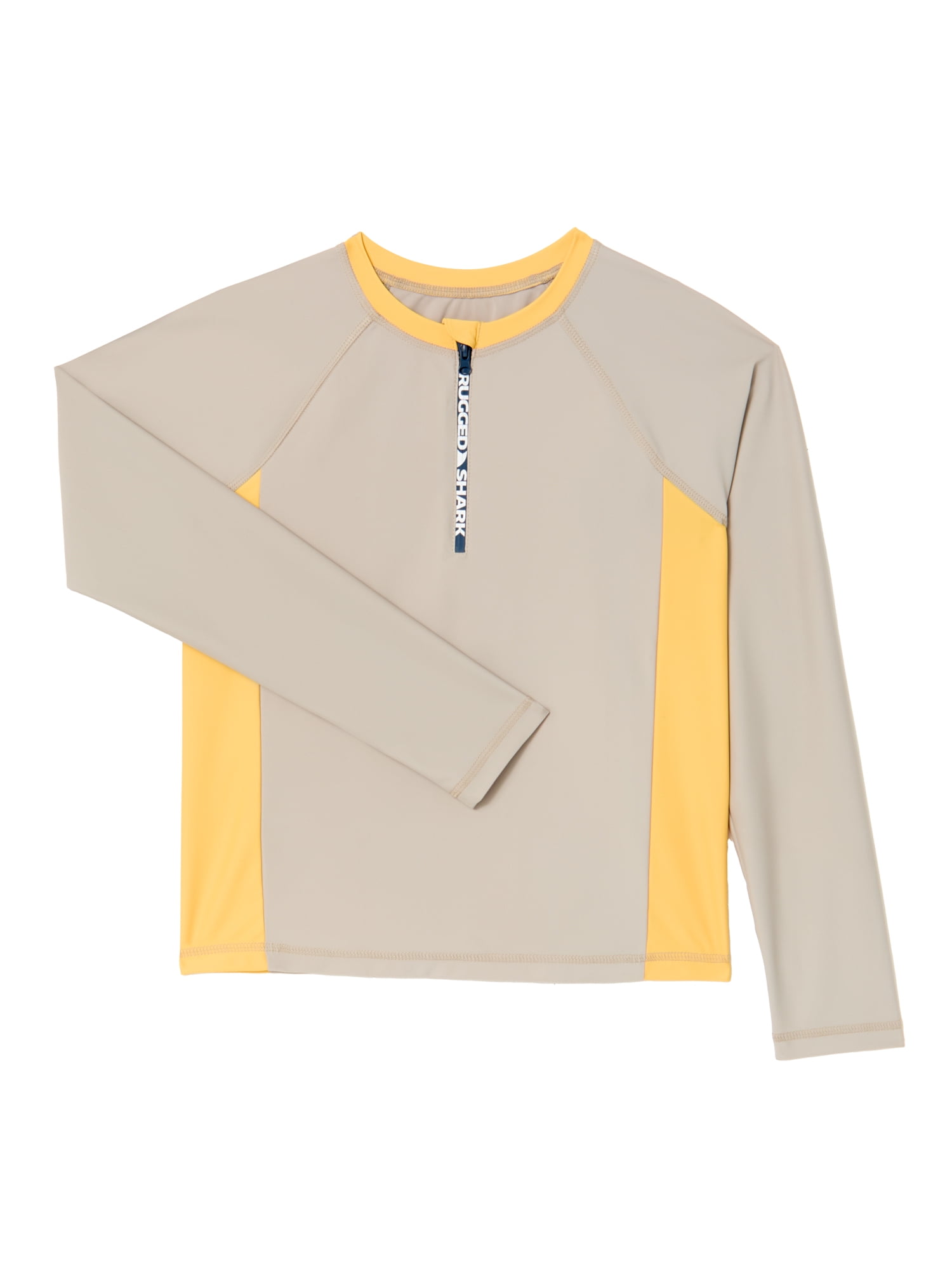 Rugged Shark Boys Long Sleeve Half Zip Rash Guard, Sizes 4-18