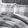 thumbnail image 3 of Sweet Home Collection Soft Microfiber Gingham Geometric Checkered Comforter and Sheet Set - Grey/White, Full, 3 of 4