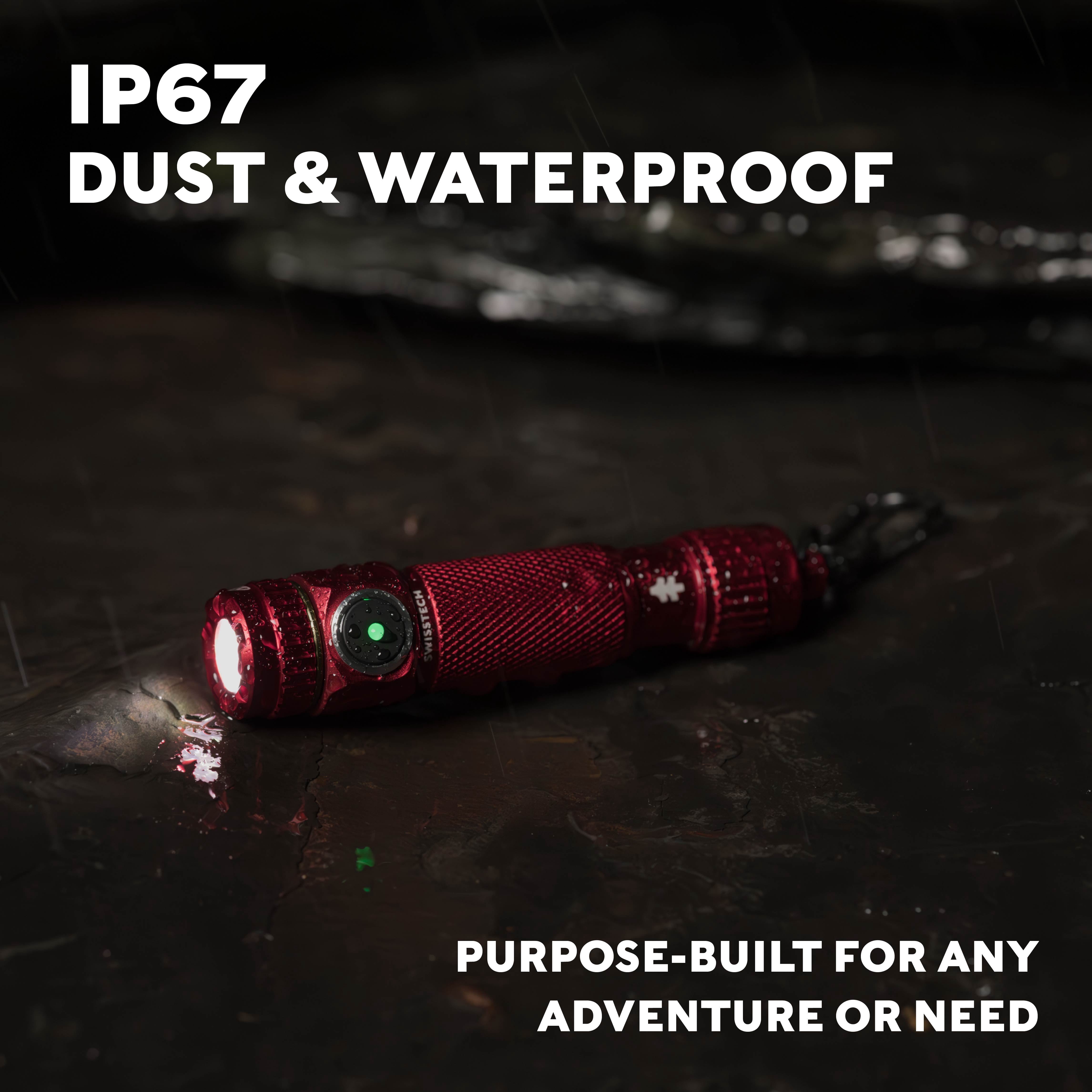 Swiss Tech Schlussel 400 Lumens Mini Rechargeable Keychain Flashlight, Red, Limited Edition