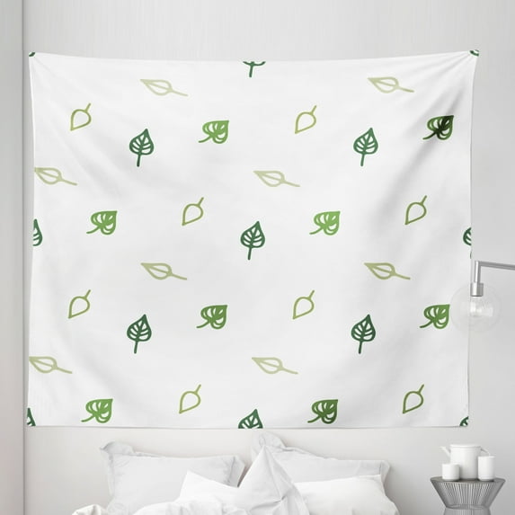 Green Tapestry, Modern and Minimalistic Leaves Style with Abstract Pattern Design Image Print, Fabric Wall Hanging Decor for Bedroom Living Room Dorm, 5 Sizes, Green, by Ambesonne