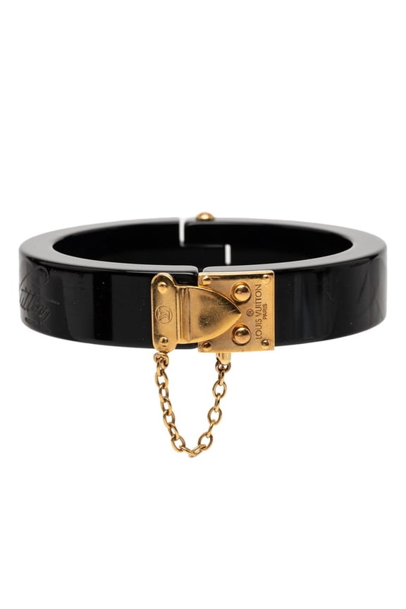 Pre-Owned Louis Vuitton LockMe Bangle Bracelet in Black Gold with Plastic Plated for... (Good)