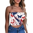 thumbnail image 2 of Stralyhd 4th Of July Tube Tops for Women American Flag Summer Cute Crop Tank Going Out Bandeau Backless Slim Fit Beach Stretchy Tops for Party Red L, 2 of 6