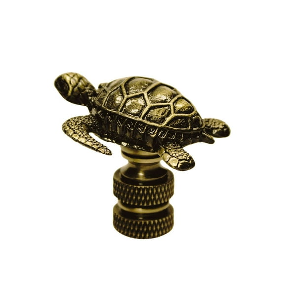 1.4"H Antique Metal Sea Turtle Antique Brass Base Lamp Finial