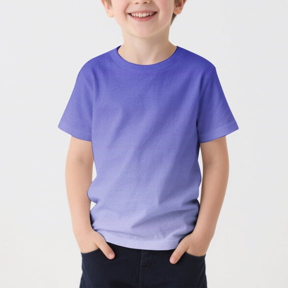 Caywon Boys Girls Gradient Print Short Sleeve Round Neck T-Shirt Summer Casual Sport Graphic Tee for Kids 2-13 Years Camiseta