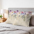 thumbnail image 6 of 16x16 Pillow Covers Set of 2, Wild Flowers Square Throw Pillow Covers for Couch/Sofa/Living Room, Vintage Country Floral Leaf Plant Beige Decorative Soft Pillowcases for Couch Throw Pillows, 6 of 9