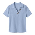 thumbnail image 4 of Jerdar Women's Casual Linen Blouse Collared V-Neck Short Sleeve Button Detail Curved Hem Summer Top XXL, 4 of 6