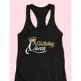 thumbnail image 4 of Birthday Queen Top for Women and Girls Birthday Crown Racerback Tank Top Medium Black, 4 of 5