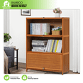 thumbnail image 2 of Magshion Bamboo 3 Shelves Bookshelf Push-in Invisible Door, Modern Bookcase, Brown, for Home, 2 of 9